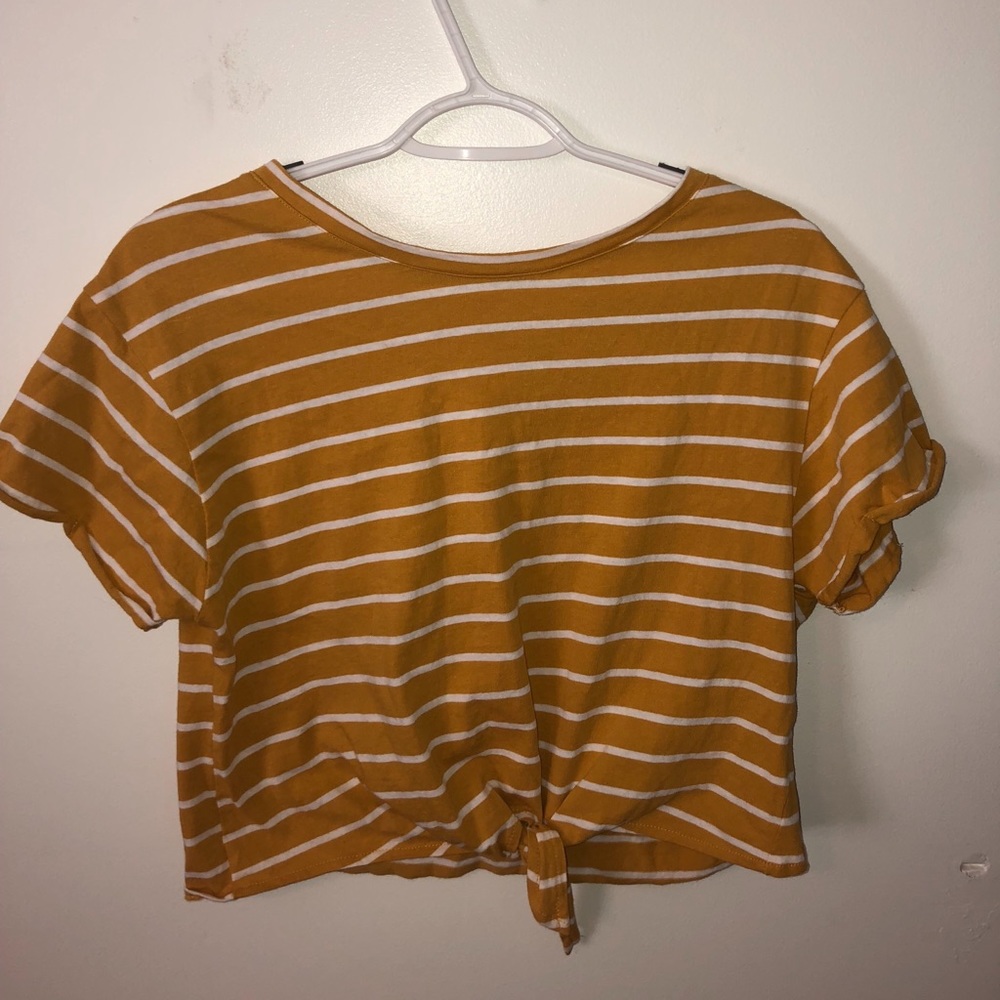 Yellow striped crop top